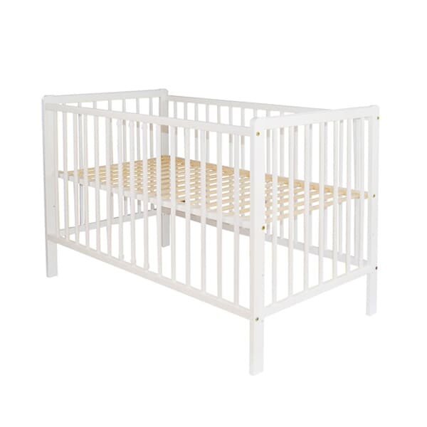 Nichiduta Patut din lemn pentru copii pana la 4 ani cu suport saltea reglabil si sistem 3 bare detasabile 120x60 cm Martin Alb