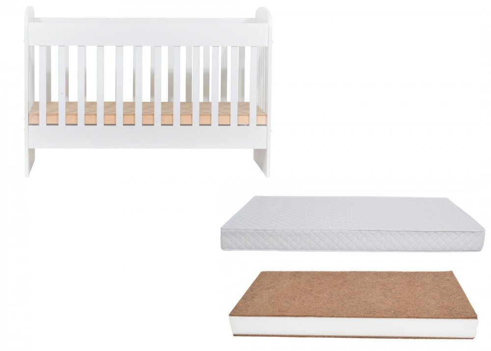 Nichiduta Patut din lemn pentru copii Sweet Dreams II cu somiera reglabila pe 3 inaltimi distincte tratat cu vopsele si lacuri ecologice pe baza de apa + Saltea cocos 12 cm