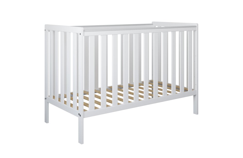 Nichiduta Patut din lemn si MDF pentru copii Bambi Alb margine din silicon pentru protectie dintisori vopsele ecologice pe baza de apa dimensiuni interioare 120x60 cm