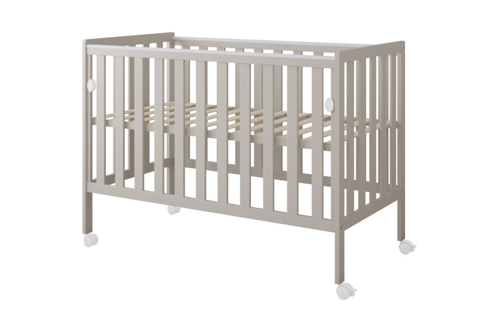 Nichiduta Patut din lemn si MDF pentru copii Bambi Cashmere cu laterala culisantaroti cu blocare vopsele ecologice pe baza de apa margini rotunjite dimensiuni interioare 120x60 cm