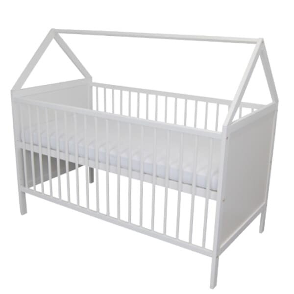 Nichiduta Patut din lemn tip Casuta 120x60 cm Domek Alb
