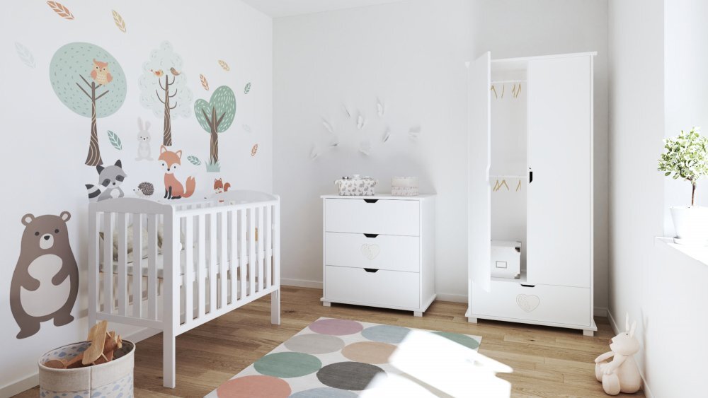 Nichiduta Patut din lemn Tobi White 100x50 cm cu laterala culisantamargine din silicon pentru protectie dintisoridesign modernmargini rotunjite3 nivele de reglare somiera vopsele si materiale sigure