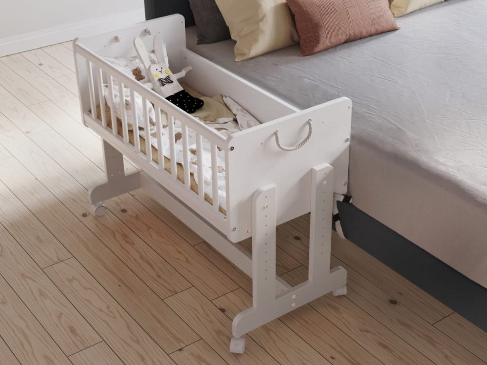 Nichiduta Patut din lemn transformabil 6 in 1 cu saltea husa bumbac inclusa Noapte Buna Alb
