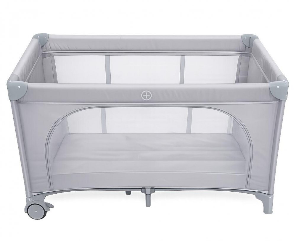 Nichiduta Patut pliabil pentru copii Grey cu doua nivele multifunctional 2 in 1 cadru din otel material poliester 210D roti cu franare dimensiune 125 x 65 x 77 cm geanta de transport inclusa