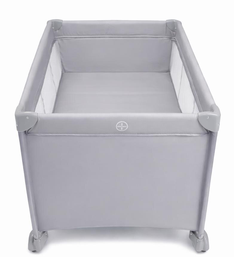 Nichiduta Patut pliabil pentru copii Grey cu doua nivele multifunctional 2 in 1 cadru din otel material poliester 210D roti cu franare dimensiune 125 x 65 x 77 cm geanta de transport inclusa