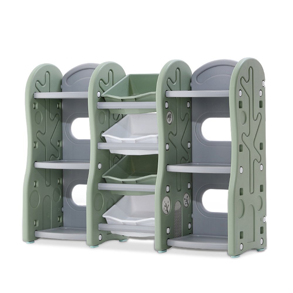 Nichiduta Raft organizator jucarii pentru copii Tree Green cu 4 cutii si 6 rafturirobust cu margini rotunjiteideal pentru acasacrese si gradinite