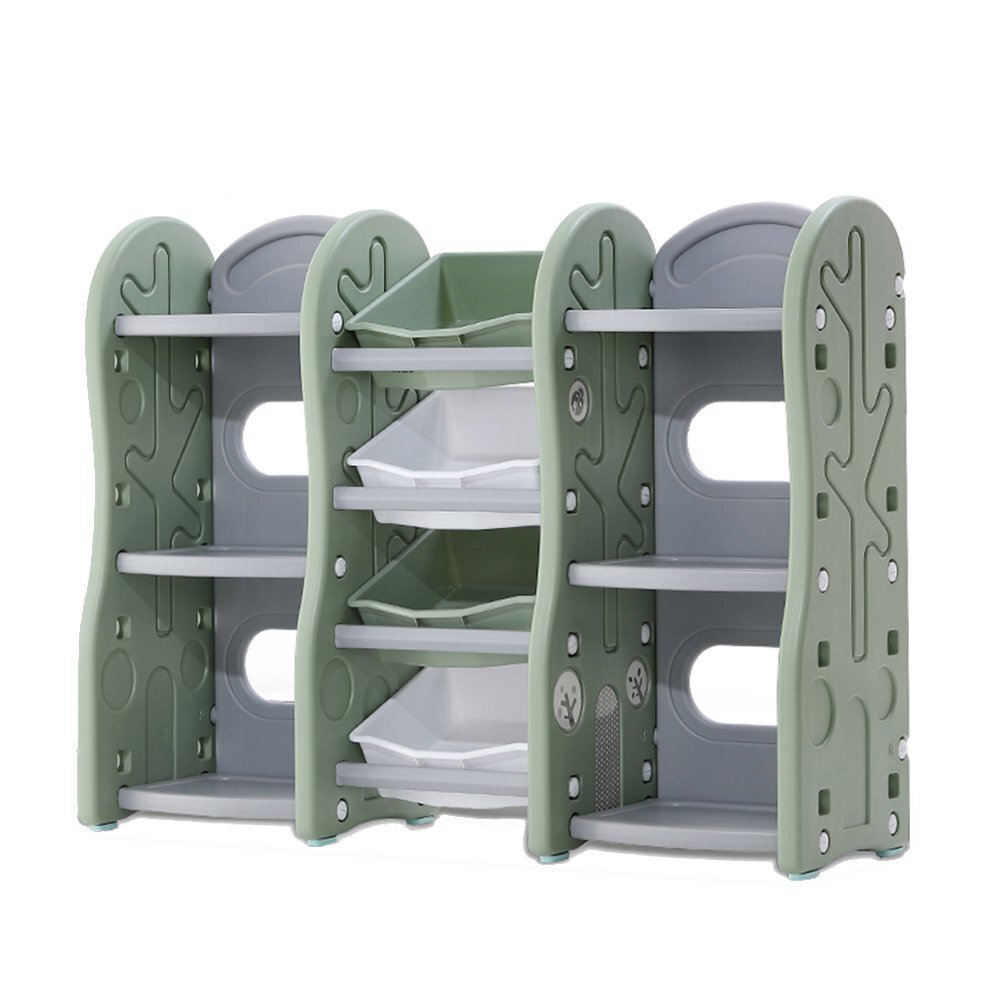 Nichiduta Raft organizator jucarii pentru copii Tree Green cu 4 cutii si 6 rafturirobust cu margini rotunjiteideal pentru acasacrese si gradinite