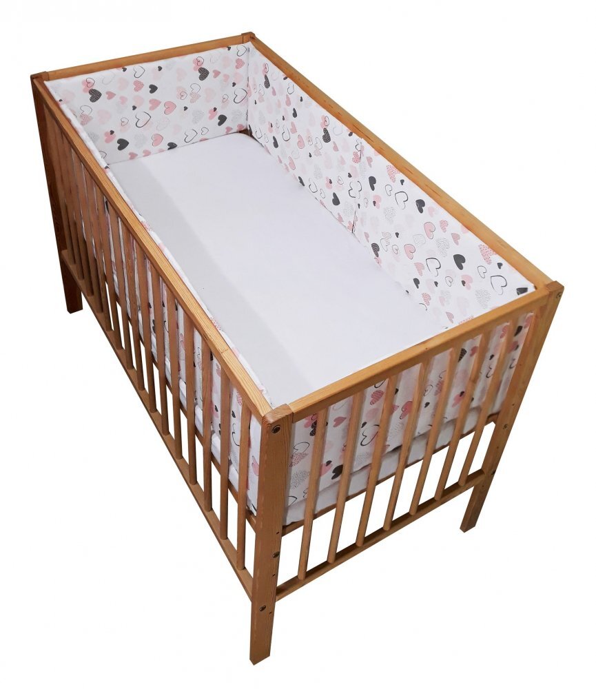 Nichiduta Set aparatori laterale pentru patut 120 x 60 cm Hearts Pink