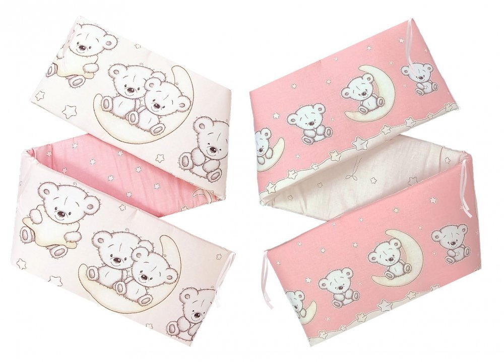 Nichiduta Set aparatori laterale pentru patut 120 x 60 cm Teddy Pink