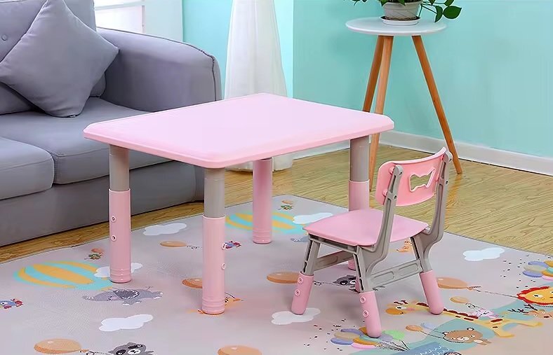 Nichiduta Set masuta si scaunel cu inaltime reglabila 60x60 cm Lift Pink