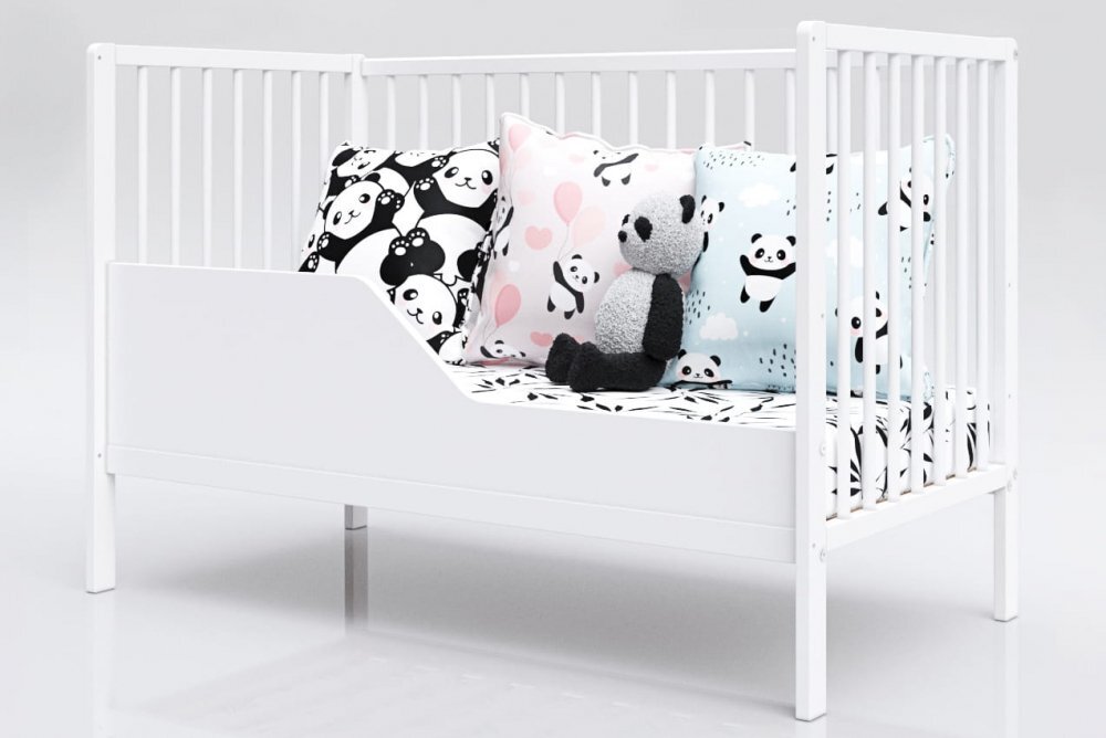 Nichiduta Set Patut din lemn 120x60 cm Dominic Alb + Saltea cu husa detasabila din microfibra 10 cm grosime Cocos Comfort +