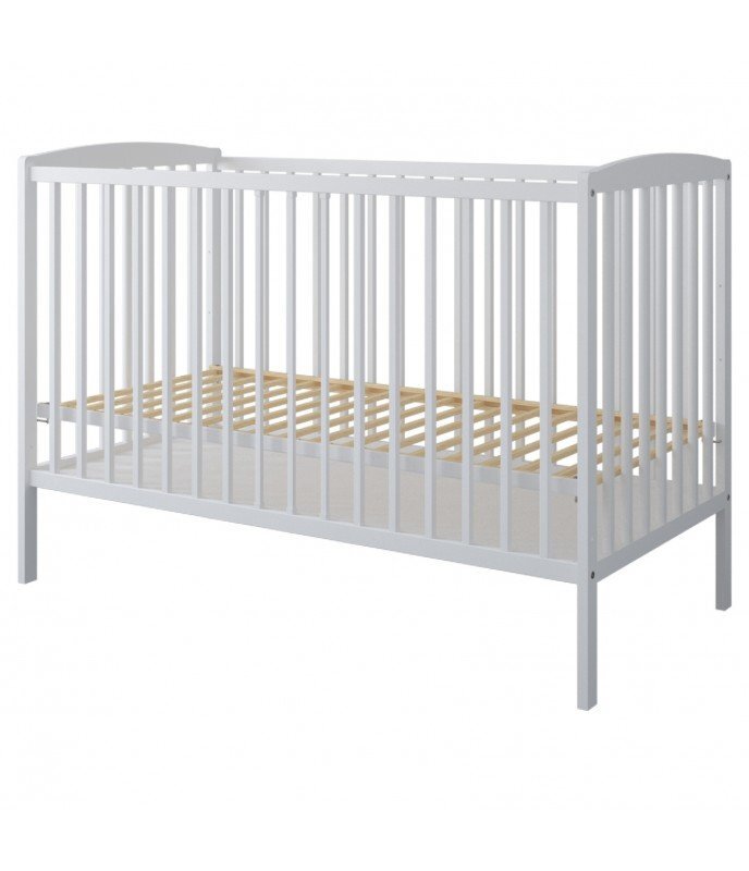 Nichiduta Set Patut din lemn pana la 4 ani cu somiera reglabila pe 3 nivele de inaltime 120x60 cm Grace Alb + Saltea cu husa detasabila din microfibra 12 cm grosime Cocos Comfort