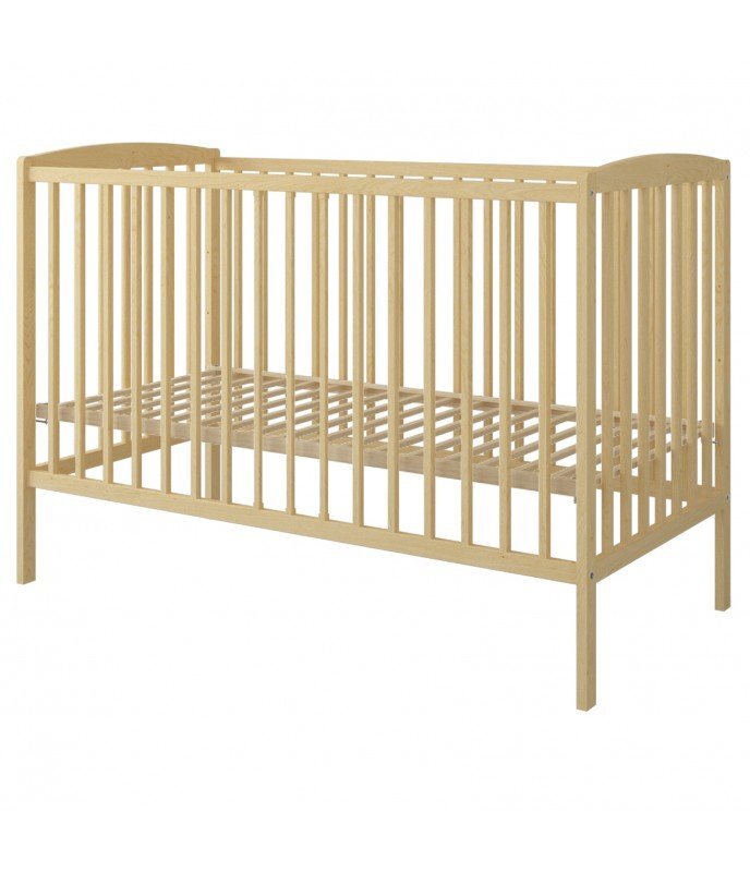 Nichiduta Set Patut din lemn pana la 4 ani cu somiera reglabila pe 3 nivele de inaltime 120x60 cm Grace Natur + Saltea cu husa detasabila din microfibra 10 cm grosime Cocos Comfort +