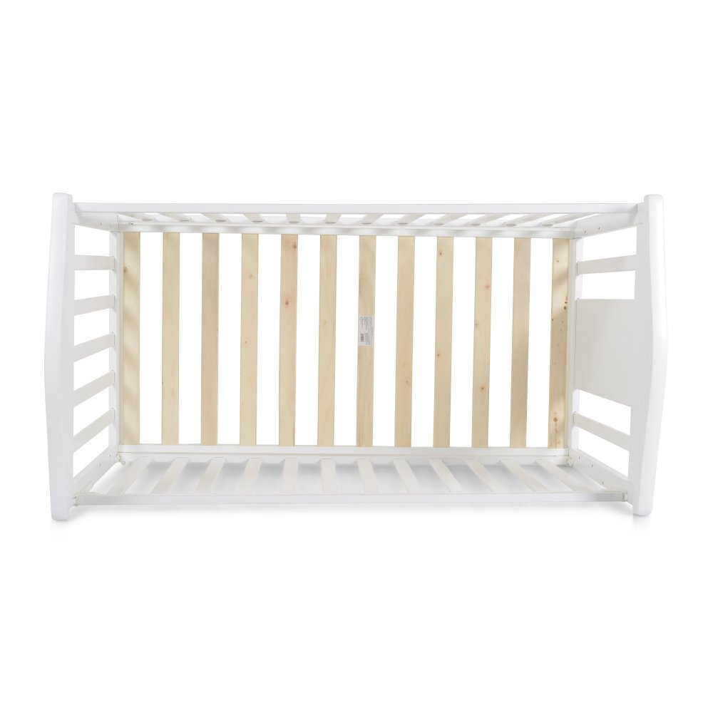 Nichiduta Set Patut din lemn pentru copii Cangaroo Wing Alb Multifunctional cu Somiera reglabila pe 3 niveleLaterala culisanta Roti cu sistem blocareMargine din silicon + Saltea cu husa detasabila din microfibra 12 cm