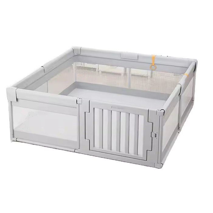 Nichiduta Tarc de joaca 120 x 180 cm cu cadru metalic pereti din plasa inaltime 65 cm cu poarta de acces covoras spuma cu doua fete 4 inele ajutatoare si 100 de bile incluse Playfence Grey