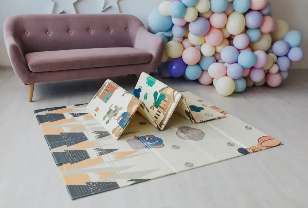 Nichiduta Tarc de joaca pentru copii Light Grey 120 x 180 cm cadru metalic pereti din plasa covoras din spuma cu doua fete 4 inele ajutatoare si 100 bilute incluse