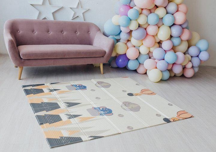Nichiduta Tarc de joaca pentru copii Light Grey 150 x 150 cm cadru metalic pereti din plasa covoras din spuma cu doua fete 4 inele ajutatoare si 100 bile incluse