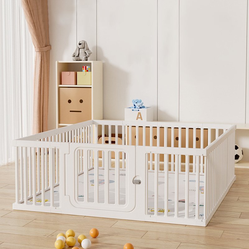 Nichiduta Tarc de joaca pentru copii Safe Play White 150 x 180 x 67cm cu poarta de siguranta covoras si 100 bile incluse
