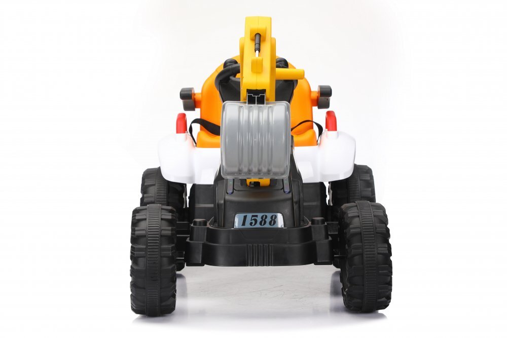 Nichiduta Tractor electric cu cupa pentru copii Digger Scorpion Yellow 12Vtelecomanda 2.4G2 motoarex25wscaun din piele ecologicacupa mobilasuport picioarecotiereroti late rezistentemuzicadimensiune 118x58x55cm