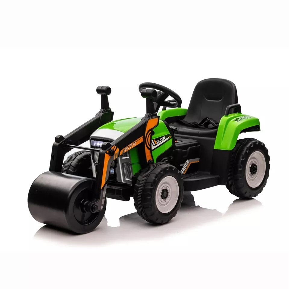 Nichiduta Tractor electric pentru copii Roller Track Green 12V 60W cu telecomanda si schimbator de viteze unitate audio cu Mp3 si Usb telecomanda cu selectare 3 viteze lumini Led