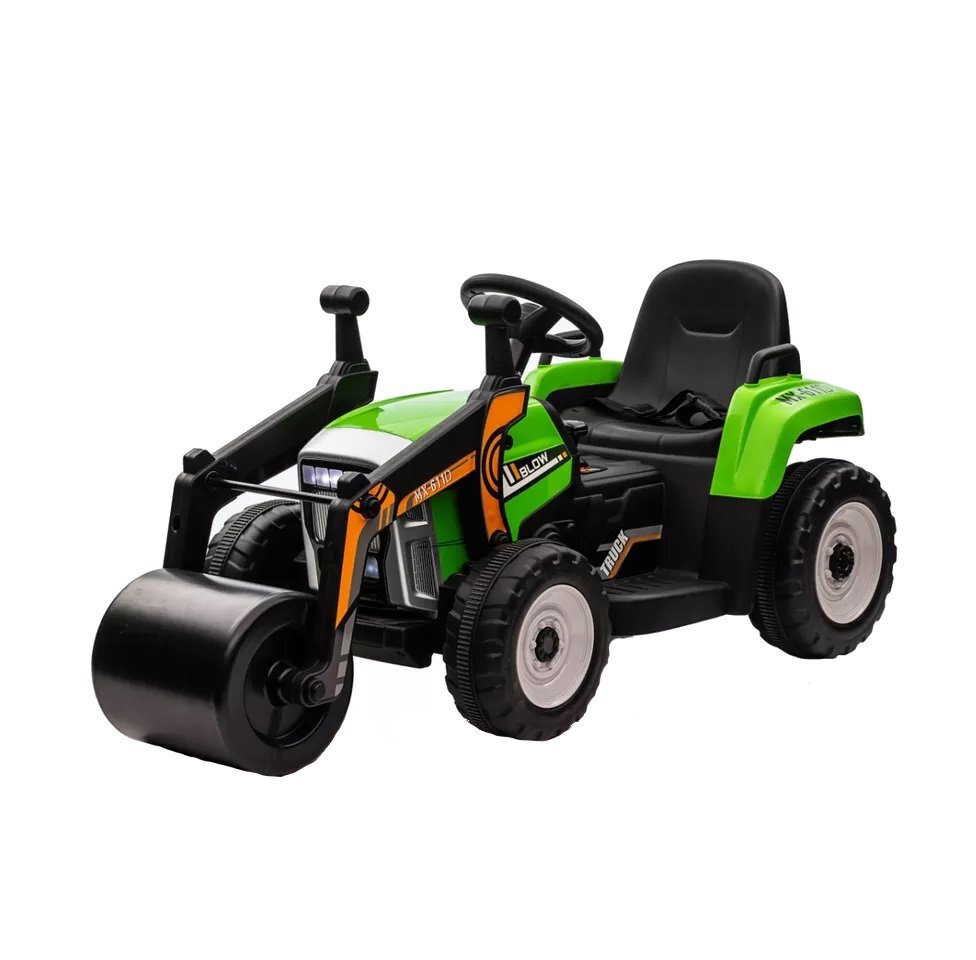 Nichiduta Tractor electric pentru copii Roller Track Green 12V 60W cu telecomanda si schimbator de viteze unitate audio cu Mp3 si Usb telecomanda cu selectare 3 viteze lumini Led
