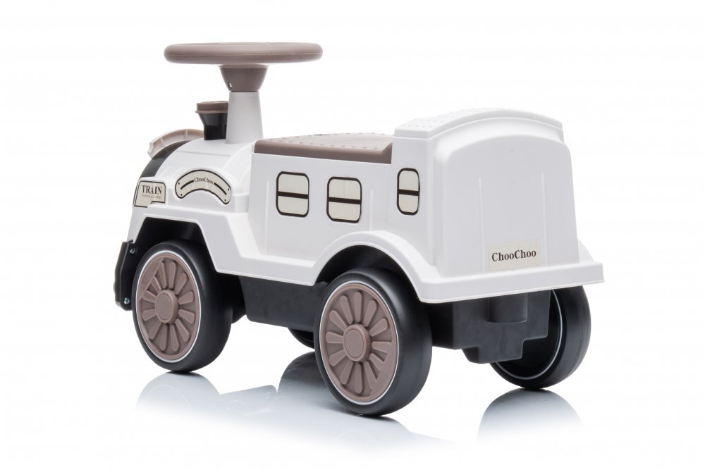 Nichiduta Trenulet fara pedale pentru copii Vintage Train White cu spatiu de depozitare sub scaun recomandat copiilor peste 2 ani