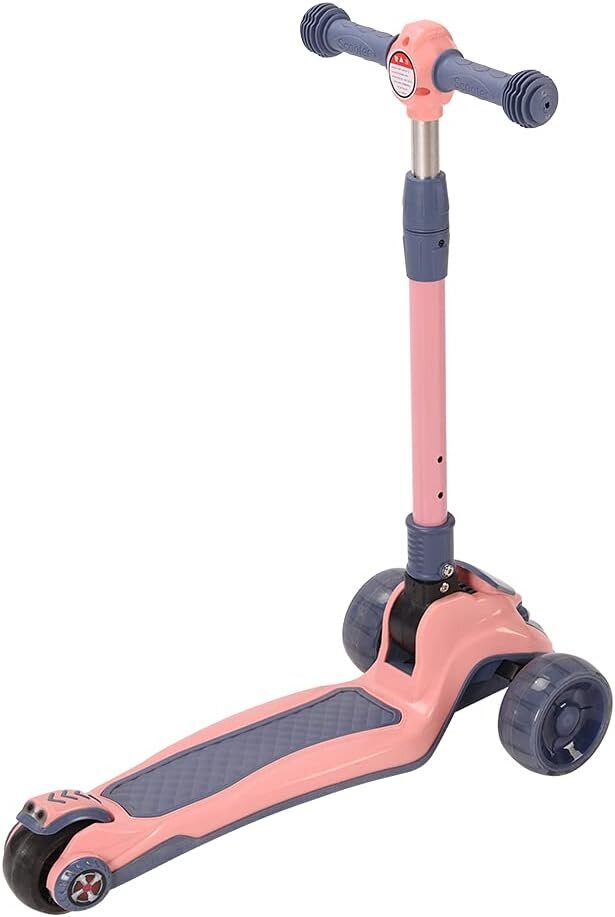 Nichiduta Trotineta pentru copii pink pliabila cu ghidon reglabil manerele ergonomice muzica roti silentioase din PU cu lumini LED dimensiune 29 x 59 x 81 cm