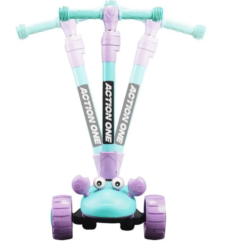 Nichiduta Trotineta pentru copii pliabila cu lumini LED ghidon reglabil pe inaltime manere ergonomice frana pe roata din spate roti silentioase Scooter Crab Pink