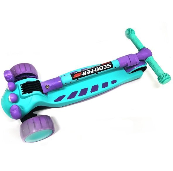 Nichiduta Trotineta pentru copii pliabila cu lumini LED ghidon reglabil pe inaltime manere ergonomice frana pe roata din spate roti silentioase Scooter Crab Pink