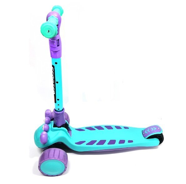 Nichiduta Trotineta pentru copii pliabila cu lumini LED ghidon reglabil pe inaltime manere ergonomice frana pe roata din spate roti silentioase Scooter Crab Pink