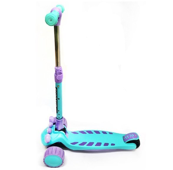 Nichiduta Trotineta pentru copii pliabila cu lumini LED ghidon reglabil pe inaltime manere ergonomice frana pe roata din spate roti silentioase Scooter Crab Pink