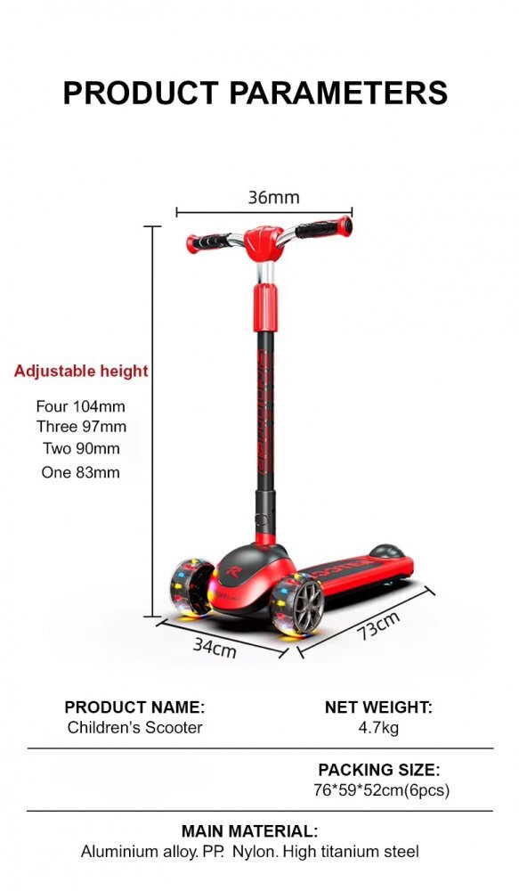 Nichiduta Trotineta pentru copii ScootRide Pink cu 3 roti ghidon reglabil si roti luminoase inaltime reglabila dimensiune 73 x 34 x 36 cm