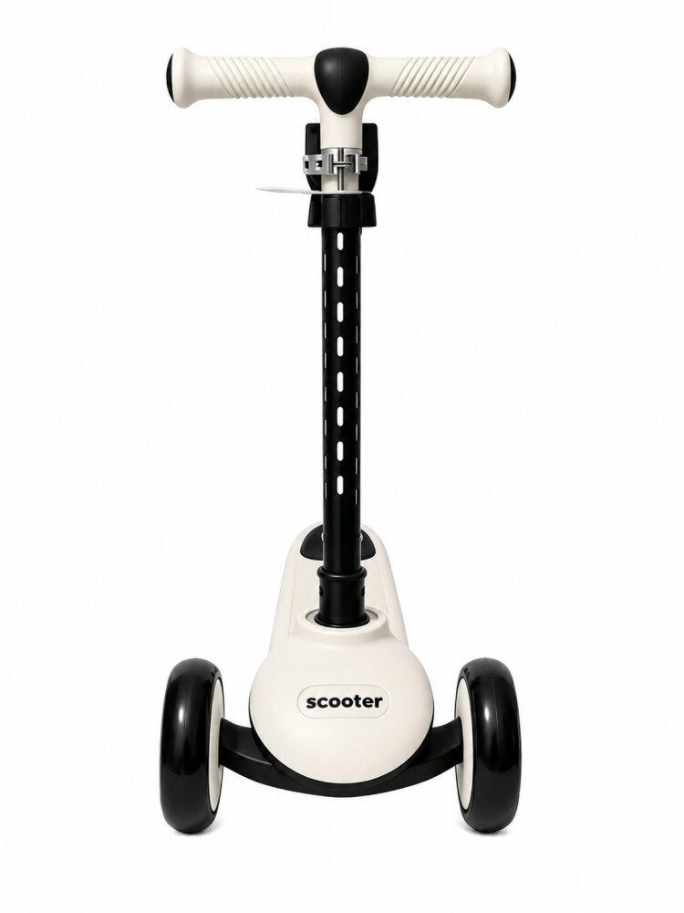 Nichiduta Trotineta pliabila pentru copii Rainbow Rider Black cu functii muzicale si lumini LED ghidon reglabil manere ergonomice frana pe roata din spate dimensiune 60 x 84 cm