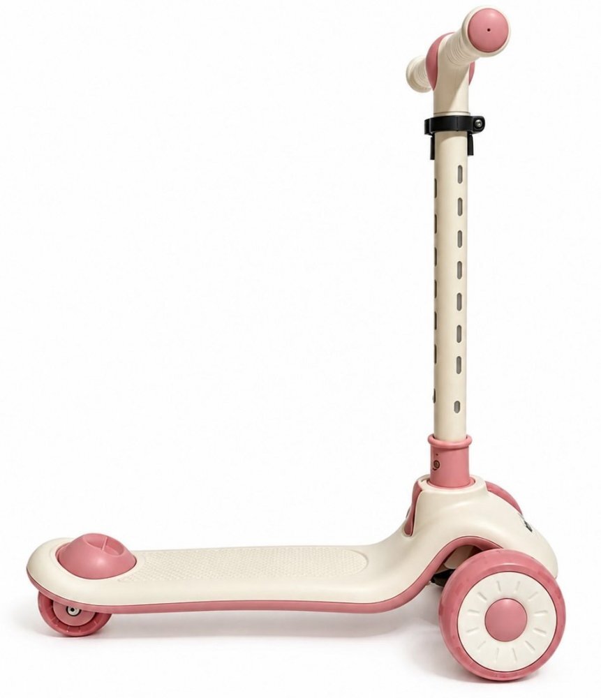 Nichiduta Trotineta pliabila pentru copii Rainbow Rider Pink cu functii muzicale si lumini LED ghidon reglabil manere ergonomice frana pe roata din spate dimensiune 60 x 84 cm