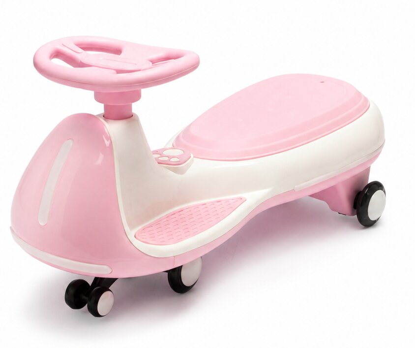 Nichiduta Vehicul electric tip PlasmaCar pink pentru copii design sportiv fara pedale volan ergonomic echipat cu 2motoare performante acumulator de 12V 4.5AH