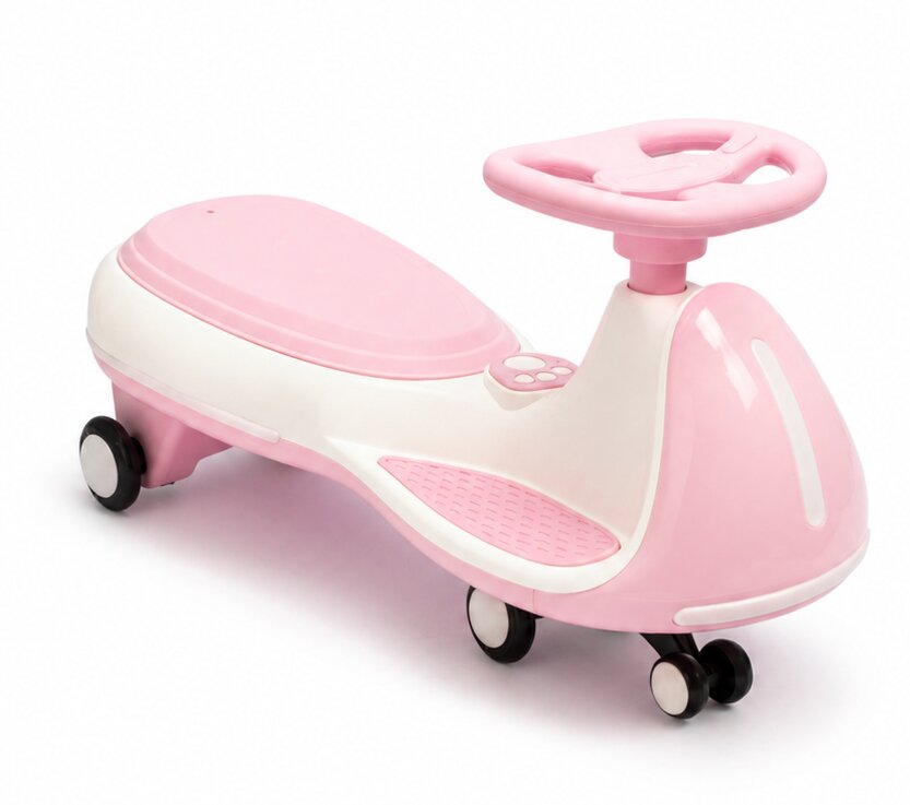 Nichiduta Vehicul electric tip PlasmaCar pink pentru copii design sportiv fara pedale volan ergonomic echipat cu 2motoare performante acumulator de 12V 4.5AH