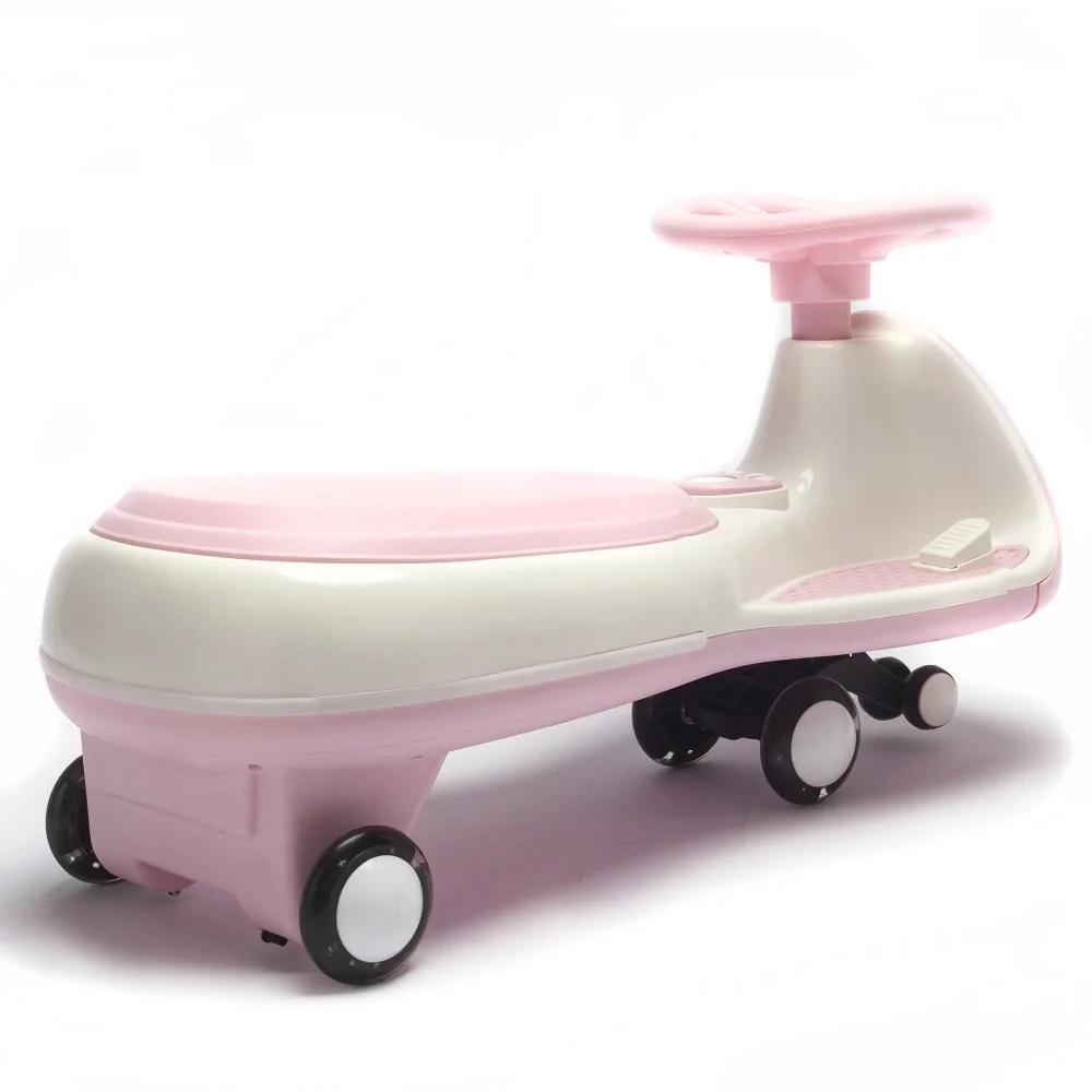 Nichiduta Vehicul electric tip PlasmaCar pink pentru copii design sportiv fara pedale volan ergonomic echipat cu 2motoare performante acumulator de 12V 4.5AH