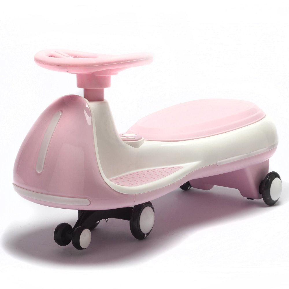 Nichiduta Vehicul electric tip PlasmaCar pink pentru copii design sportiv fara pedale volan ergonomic echipat cu 2motoare performante acumulator de 12V 4.5AH