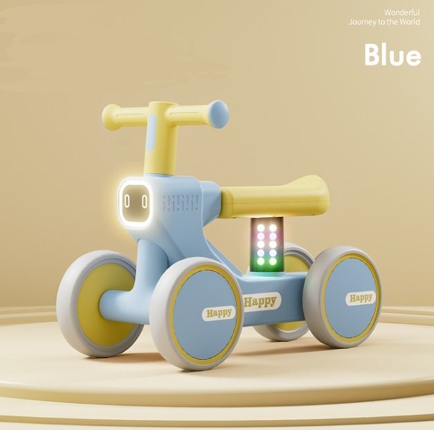 Nichiduta Vehicul fara pedale Ride-On pentru copii Happy Rider Blue cu sunete si lumini dimensiune 57 x 23 x 42cm inaltime pana la sezut 28 cm roti silentioase din spuma Eva
