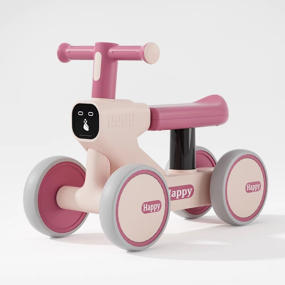 Nichiduta Vehicul fara pedale Ride-On pentru copii Happy Rider Pink cu sunete si lumini dimensiune 57 x 23 x 42cm inaltime pana la sezut 28 cm roti silentioase din spuma Eva