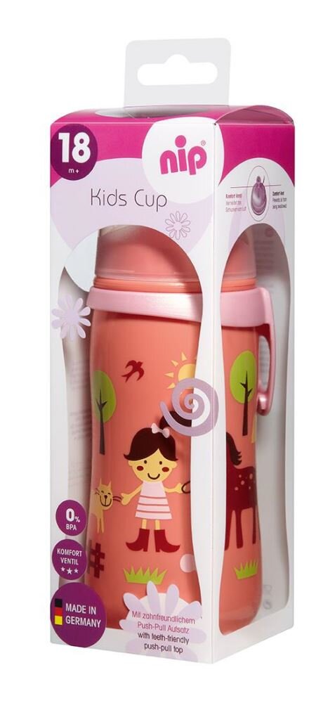 NIP Cana Kids Cup Girl PP 330 ml antipicurare cu clip de prindere 18+ luni