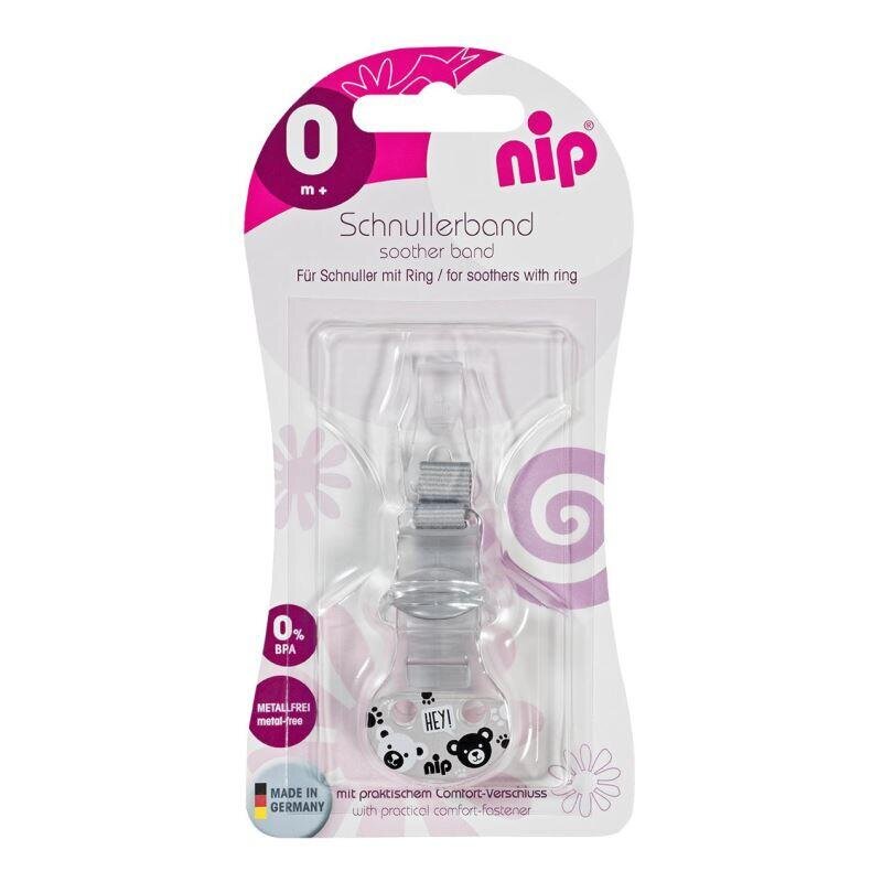 NIP Lant cu carlig de prindere pentru suzete 0+ luni gri