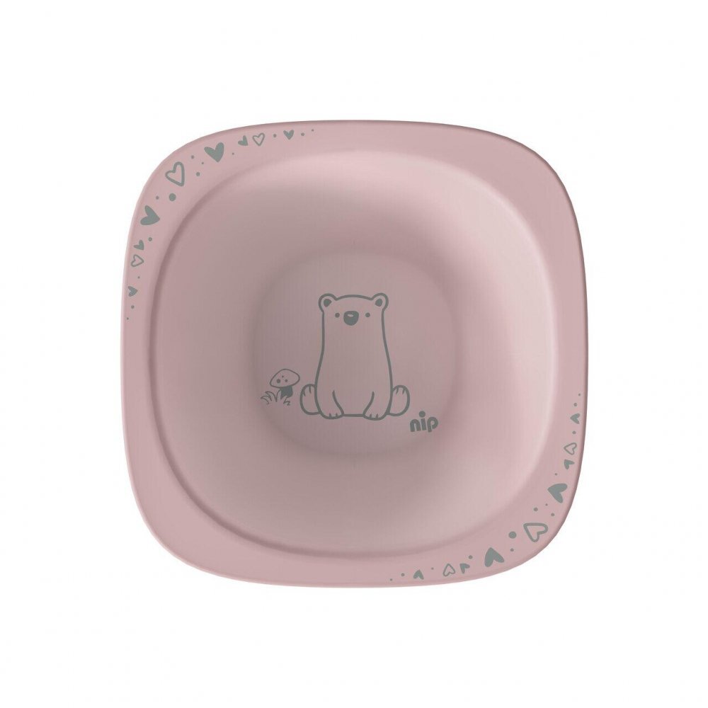 NIP Set 2 castroane pentru mancarea copiilor cu motive gravate laser din materiale naturale regenerabile fara BPA fara melamina lavabile in masina de spalat vase Made in Germany 4+ luni roz