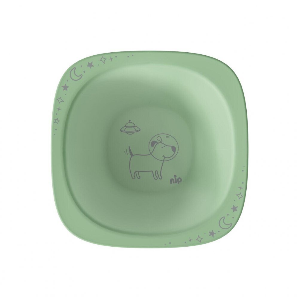 NIP Set 2 castroane pentru mancarea copiilor cu motive gravate laser din materiale naturale regenerabile fara BPA fara melamina lavabile in masina de spalat vase Made in Germany 4+ luni verde