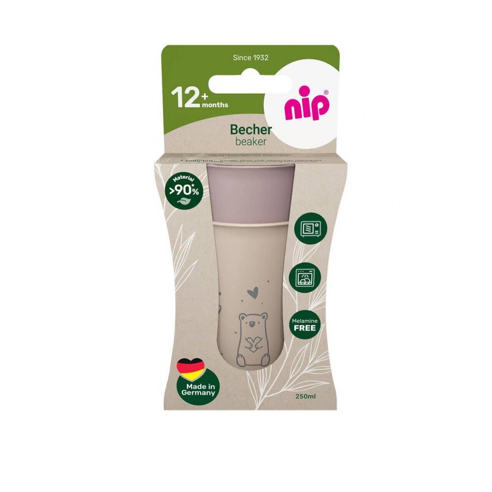 NIP Set 2 pahare pentru copii cu motive gravate laser din materiale naturale regenerabile fara BPA fara melamina lavabile in masina de spalat vase Made in Germany 12+ luni roz