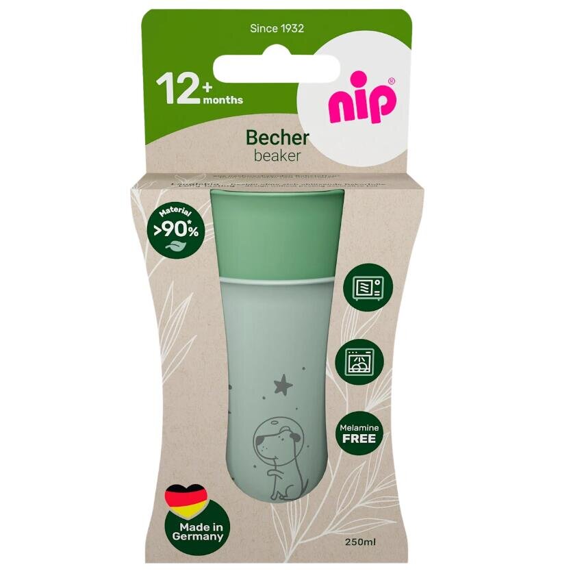 NIP Set 2 pahare pentru copii cu motive gravate laser din materiale naturale regenerabile fara BPA fara melamina lavabile in masina de spalat vase Made in Germany 12+ luni verde