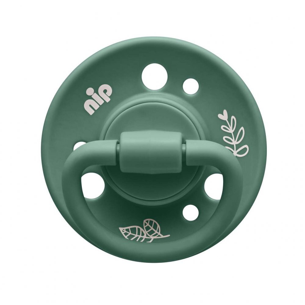 NIP Set 2 suzete Cherry Green Boy cu tetina din latex natural forma rotunda 0-6 luni 38589