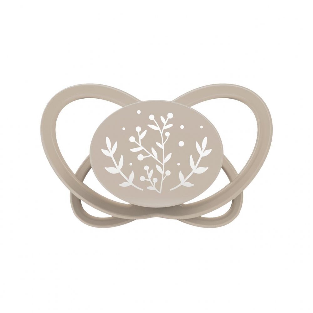 NIP Set 2 suzete My Butterfly cu tetina ortodontica din silicon forma simetrica din materiale naturale regenerabile fara BPA cutie de transport si sterilizare maro 5-18 luni