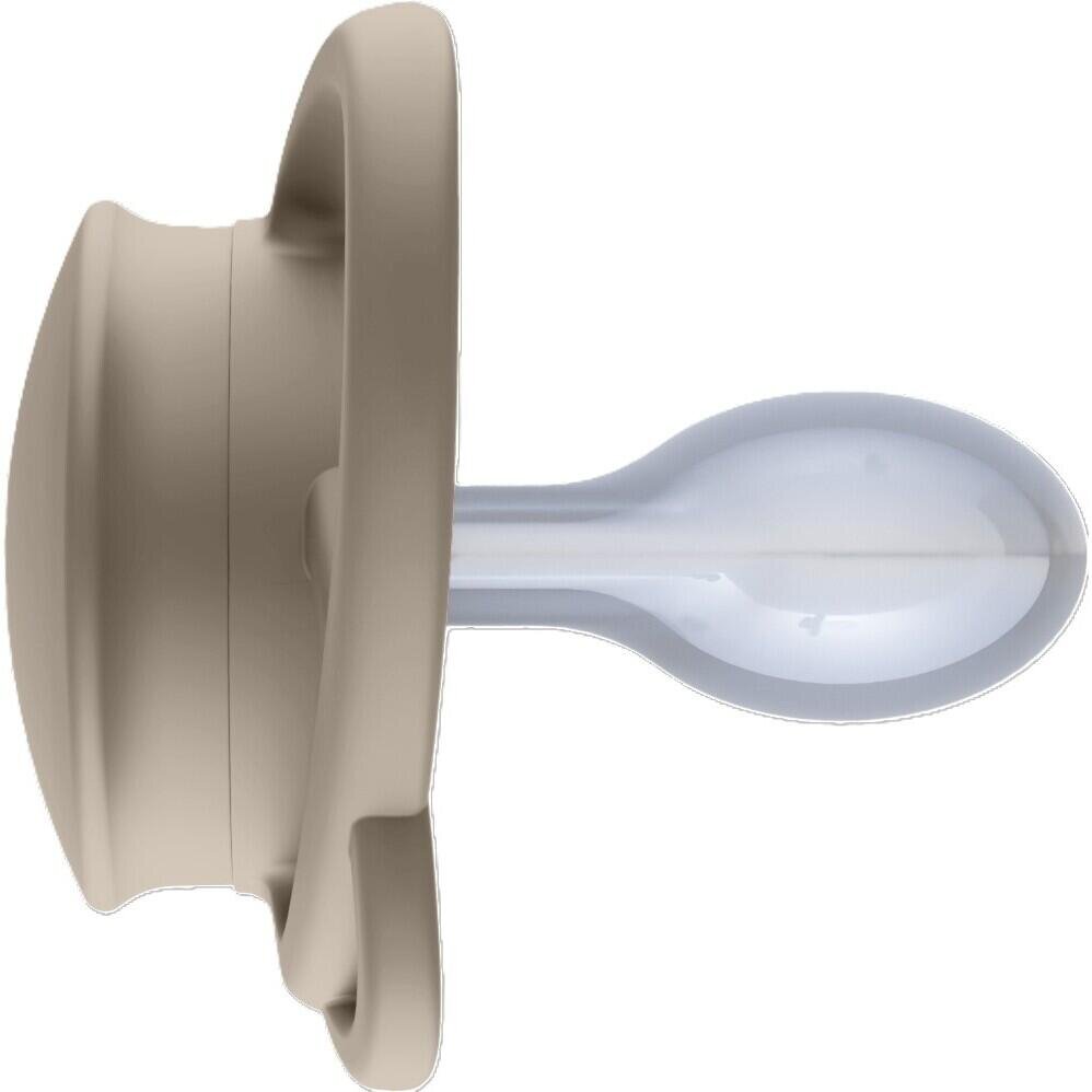 NIP Set 2 suzete My Butterfly cu tetina ortodontica din silicon forma simetrica din materiale naturale regenerabile fara BPA cutie de transport si sterilizare maro 5-18 luni
