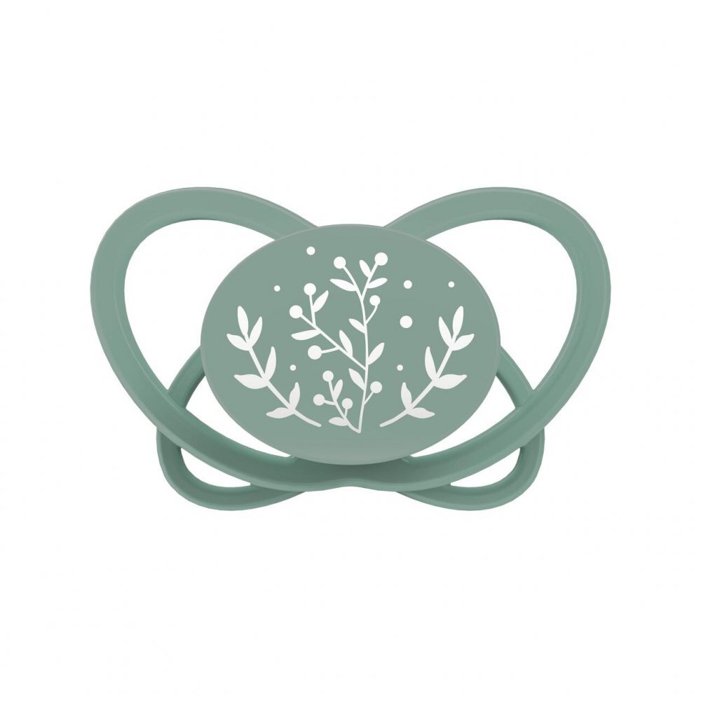 NIP Set 2 suzete My Butterfly cu tetina ortodontica din silicon forma simetrica din materiale naturale regenerabile fara BPA cutie de transport si sterilizare verde 16-32 luni